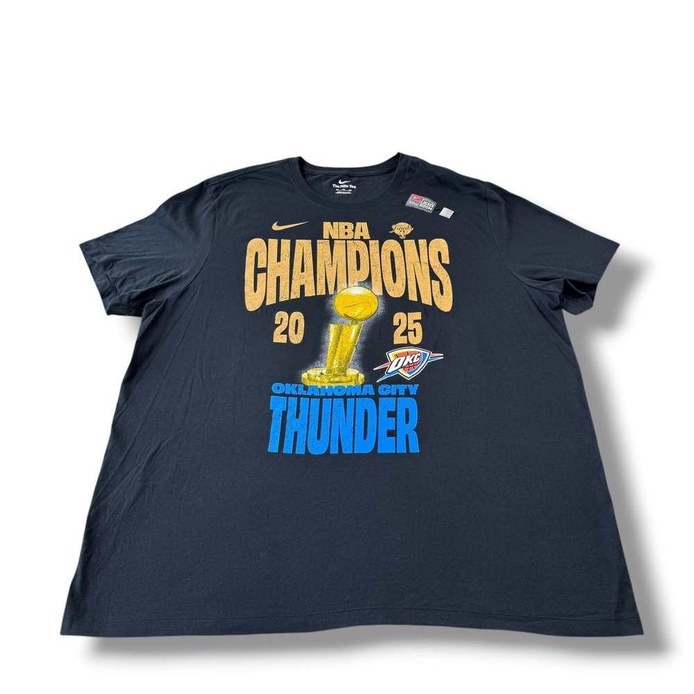 NWOT Nike 2025 NBA Champions Oklahoma City Thunder OKC Locker Room T-Shirt 2XL